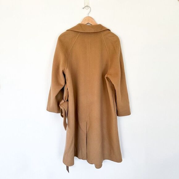 Gentle Herd Women’s Single Breasted Belted Wrap Wool Coat in Color Camel - Picture 3 of 16